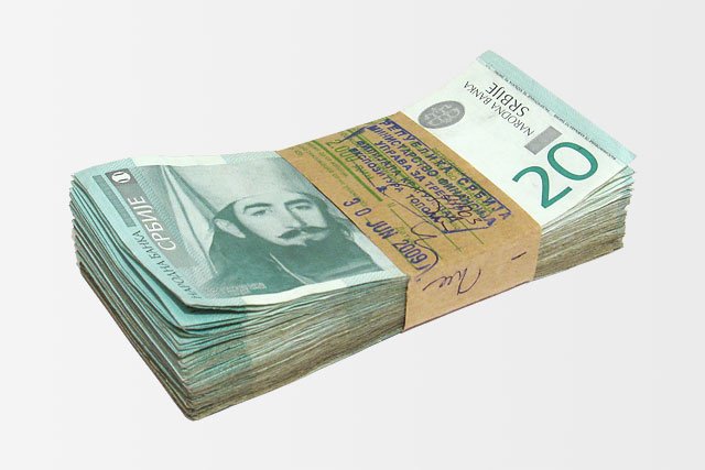 novac, pakovanje od 100 novčanica po 20 dinara